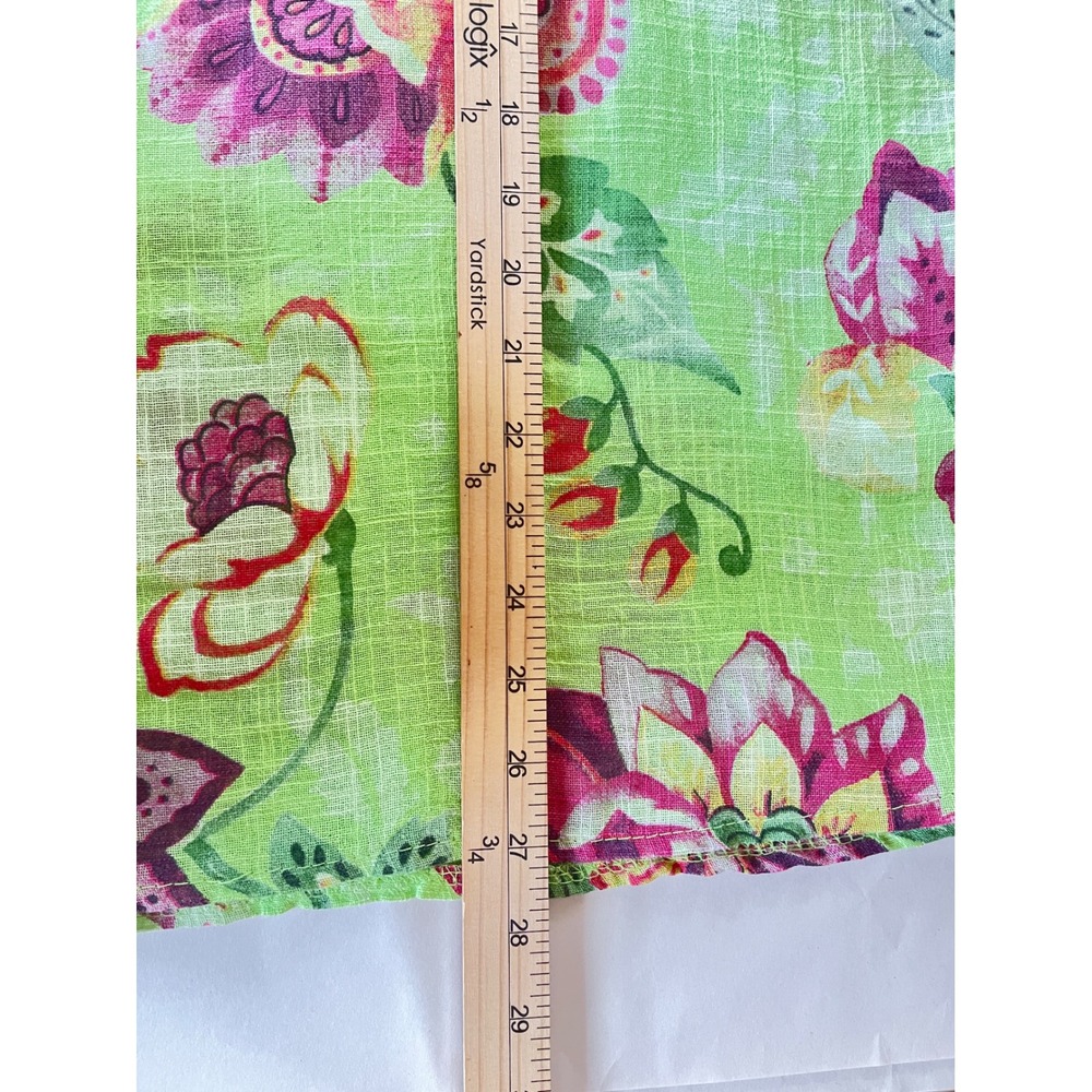 Yolly Made in Italy Green Floral 100% Cotton Boxy Tunic Top XL–1X Elbow Sleeve - Picture 9 of 10